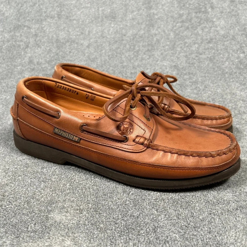 Mephisto Spinnaker Boat Shoes Tan Leather Mens 8 Deck Shoes Air-Relax 7223838074